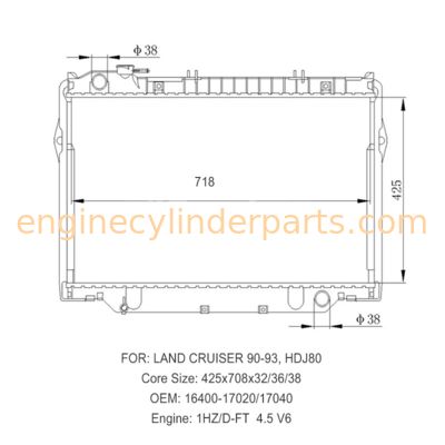 16400-17020 Diesel Generator Radiator For Toyota Land Cruiser HDJ80
